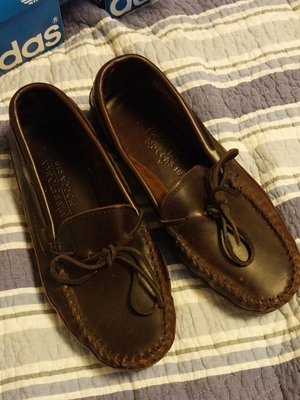 Minnetonka Moccasins Dark Brown Leather Slip-On Moccasins